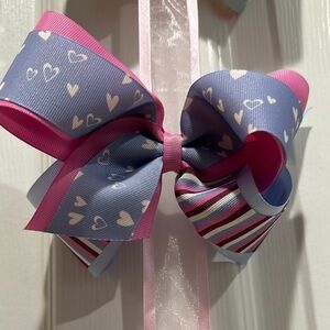Matilda Jane  Patterned Pink and Blue Hair Bow